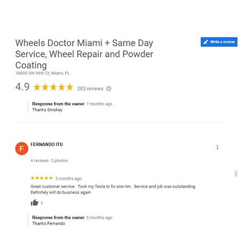 Tesla Wheel Repair Wheels Doctor Miami Florida