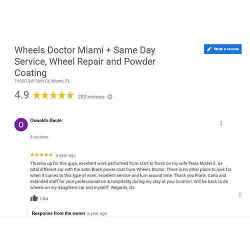 Tesla Wheel Repair Wheels Doctor Miami Florida 