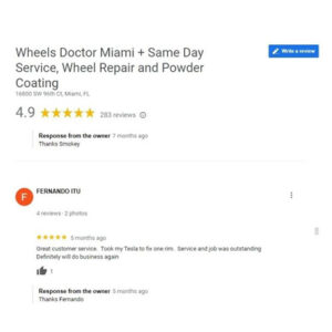 Tesla Wheel Repair Wheels Doctor Miami Florida