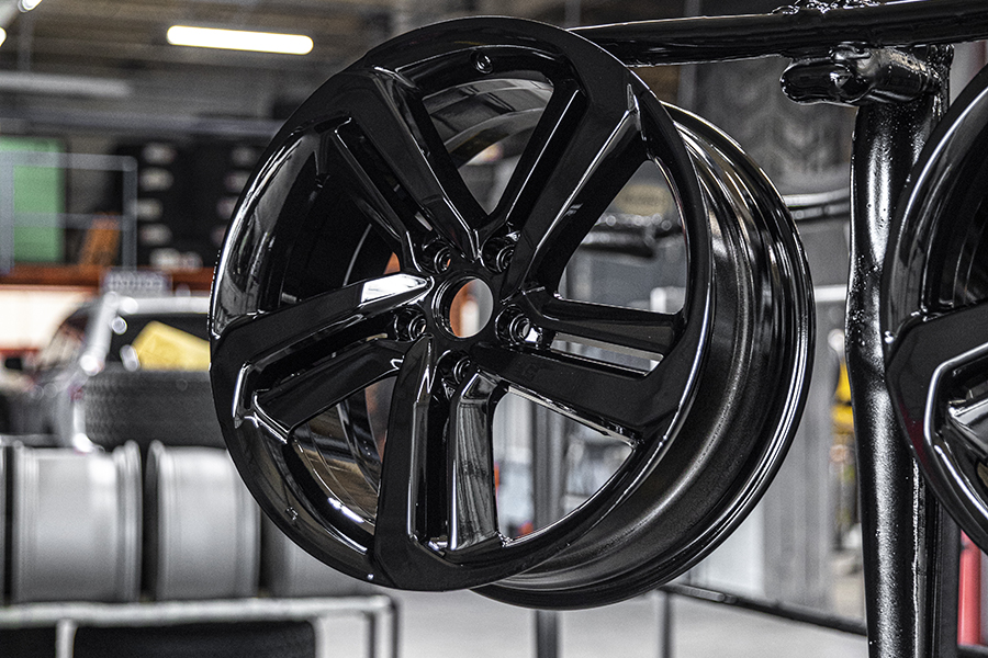Gloss black wheels refinished at Wheels Doctor