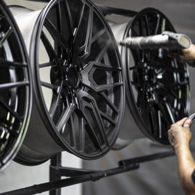 Powder coating process in our Miami shop